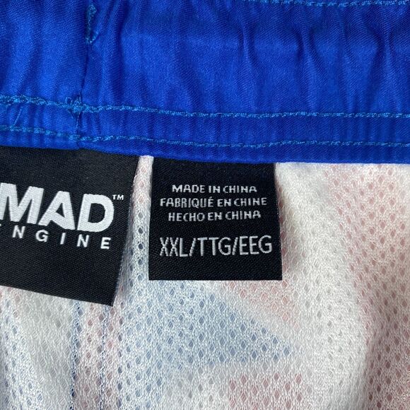 Mad Engine Swim Shorts Mens 2XL Blue Red Star Print Striped Americana Drawstring - Picture 5 of 5